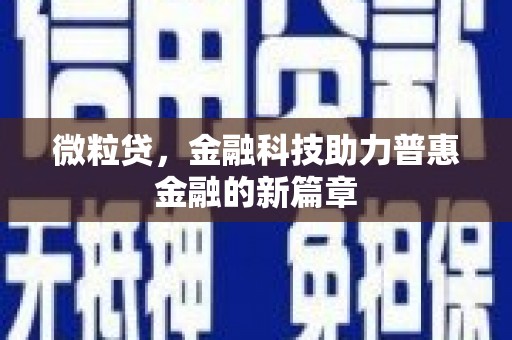 保税港区微粒贷，金融科技助力普惠金融的新篇章