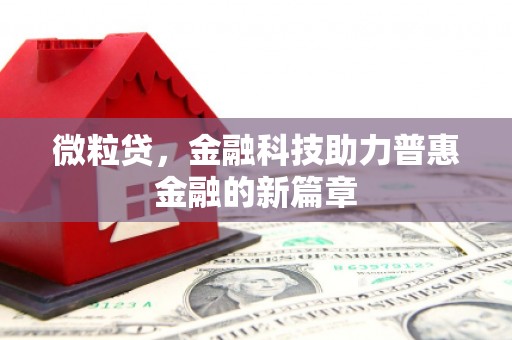 保税港区微粒贷，金融科技助力普惠金融的新篇章