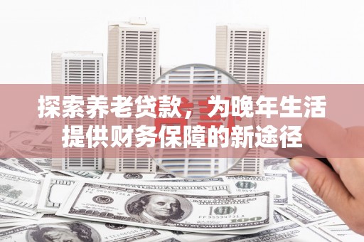 保税港区探索养老贷款，为晚年生活提供财务保障的新途径