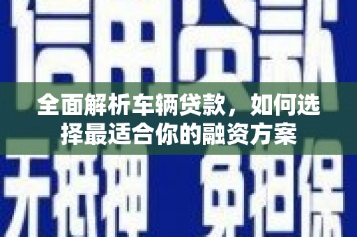 保税港区全面解析车辆贷款，如何选择最适合你的融资方案