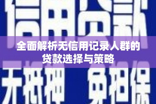 保税港区全面解析无信用记录人群的贷款选择与策略